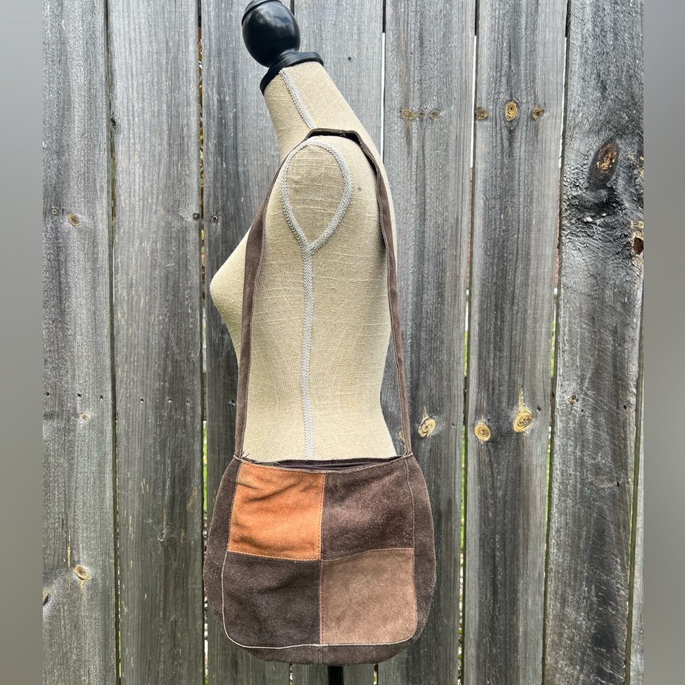 Vintage 90s Le Chateau Patchwork Suede Purse